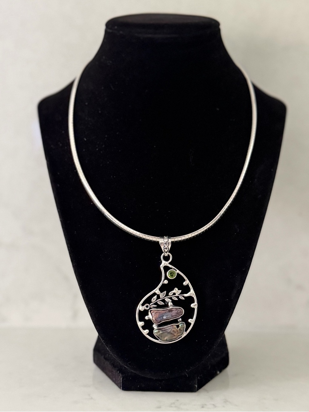 Silver Pendant Necklace On Omega